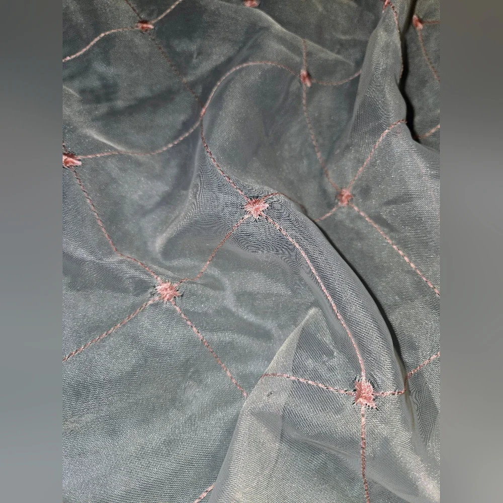 Mainstays 4 Sheer White Curtains with Pink Embroidery 27.5